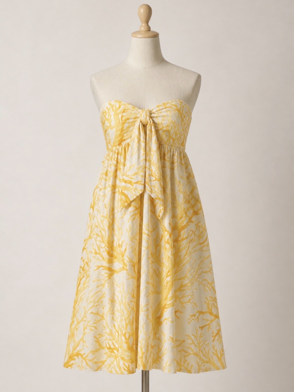 Anthropologie HD in Paris Strapless Cotton Dress Coral Print EUC Sz 4
